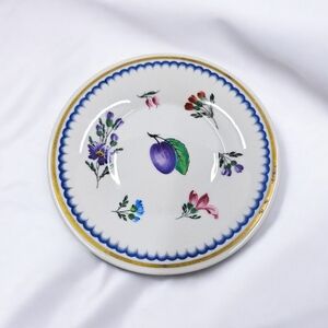 Richard Ginori Italian Fruits Porcelain Saucer Blue Border Gold Rim Italy